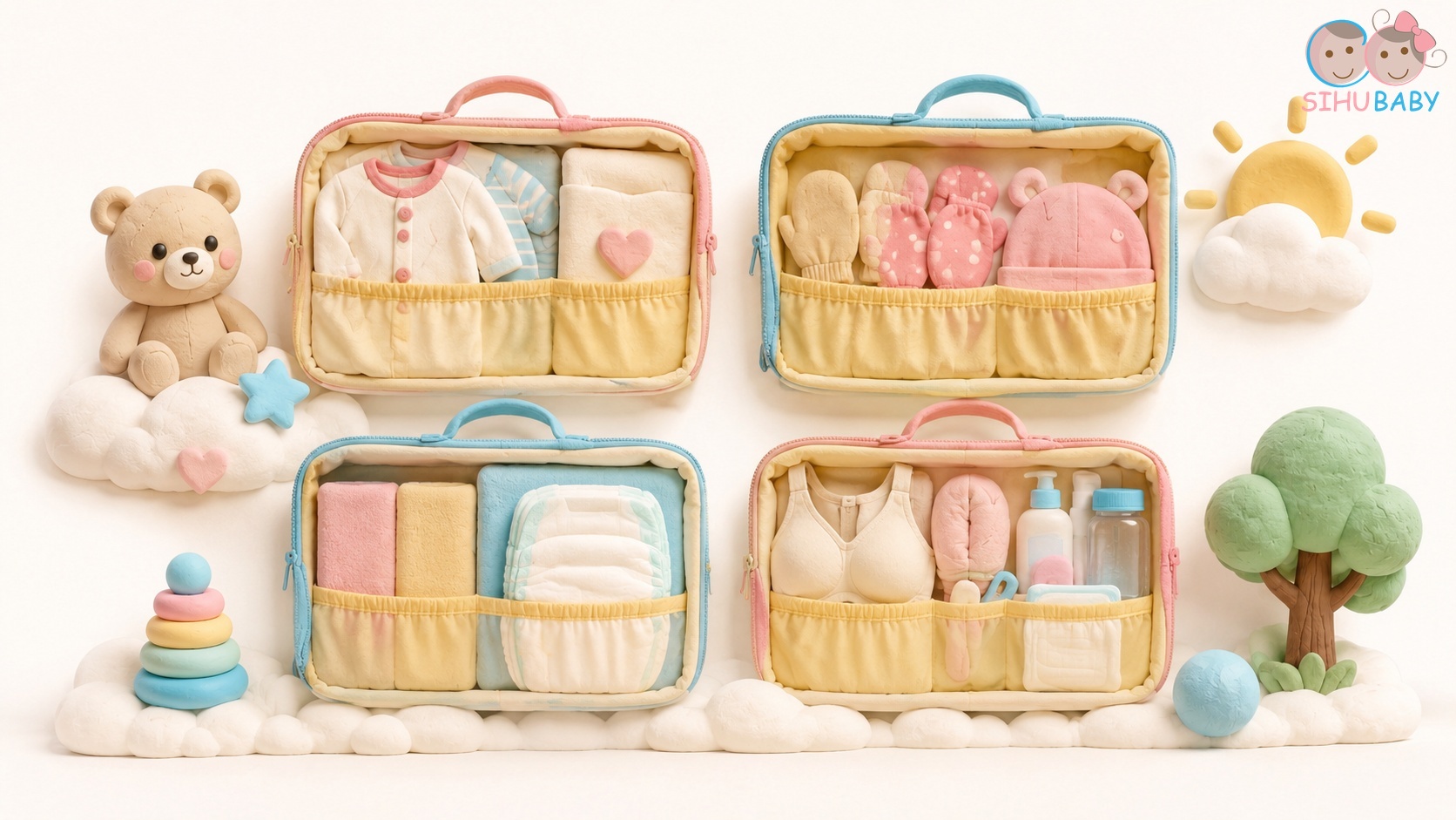 danh sách đồ sơ sinh cần mua tối giản - 4 túi zip phân loại đồ đi viện