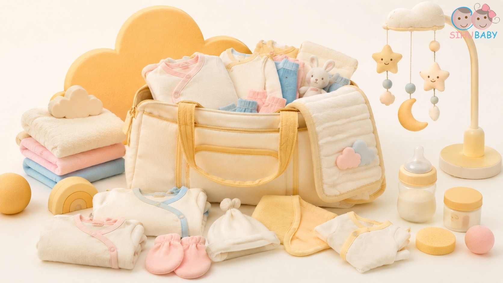 danh sách đồ sơ sinh cần mua tối giản - giỏ đồ đi sinh hoàn chỉnh mỏng nhẹ