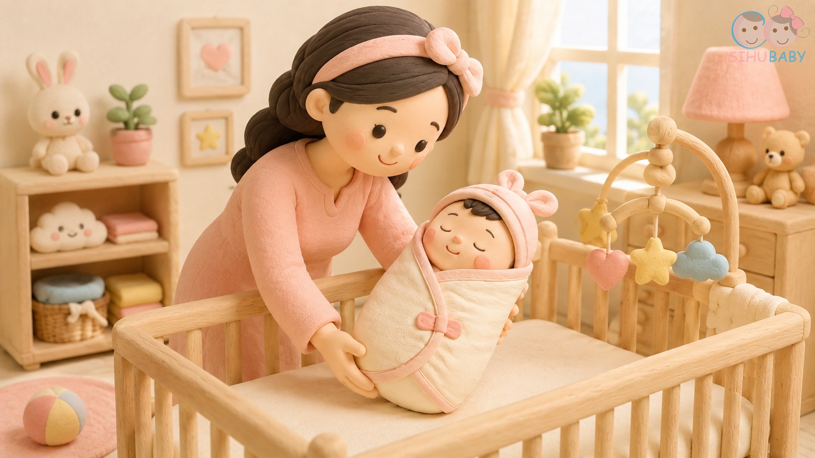 vì sao bé nín khóc khi mẹ bế đứng dậy - hạ bé xuống nôi êm ái với nhộng chũn sợi tre