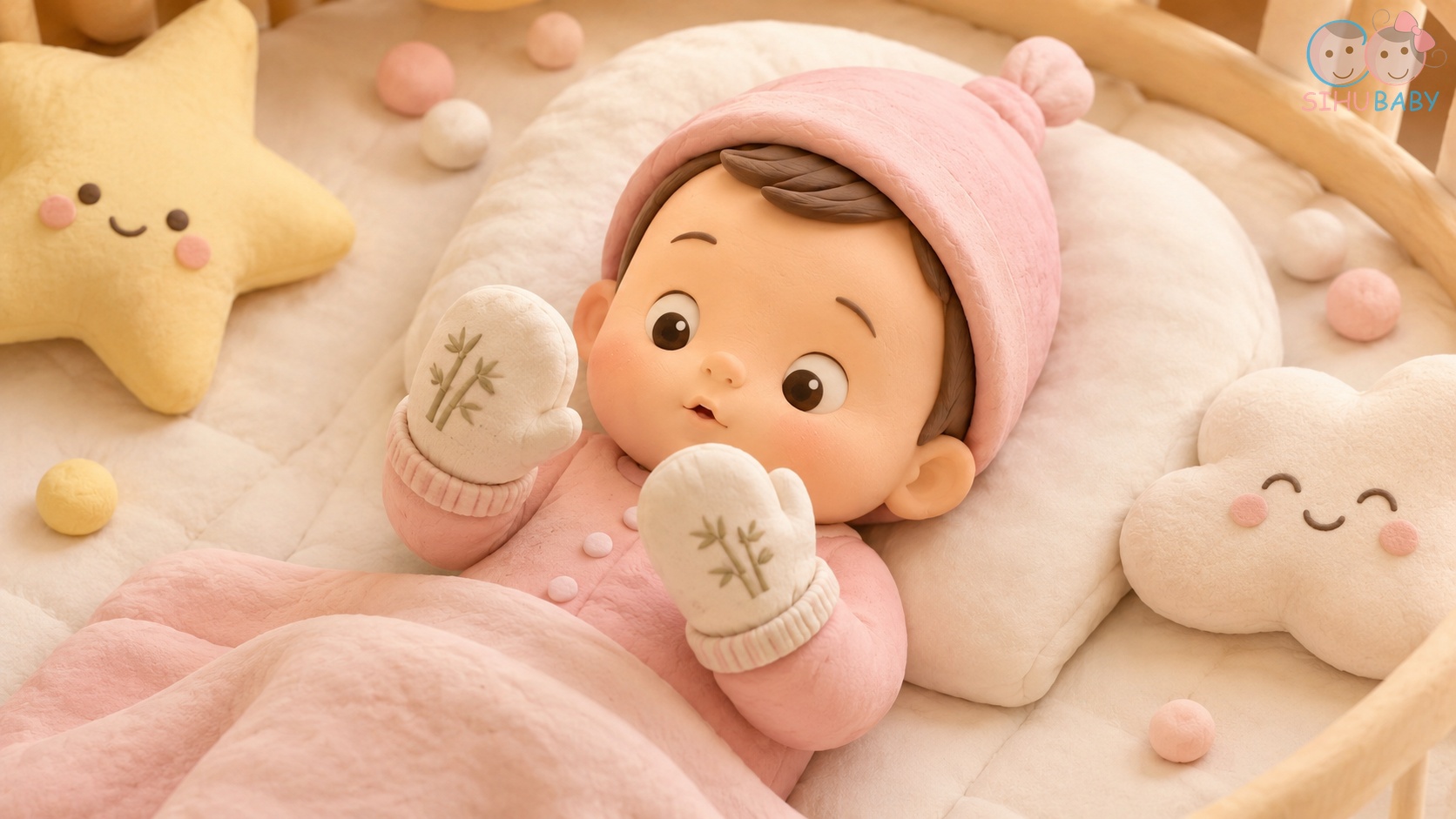 cách chọn yếm dãi và bao tay cho bé - bao tay may lộn chỉ an toàn tránh hội chứng garo ngón tay