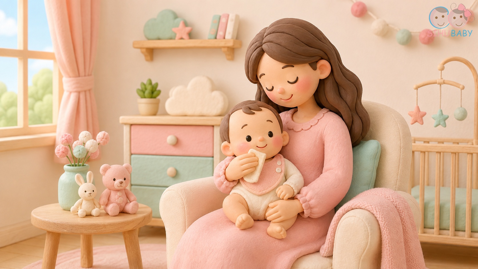 cách chọn yếm dãi và bao tay cho bé - yếm dãi tam giác sợi tre 2 nấc bấm
