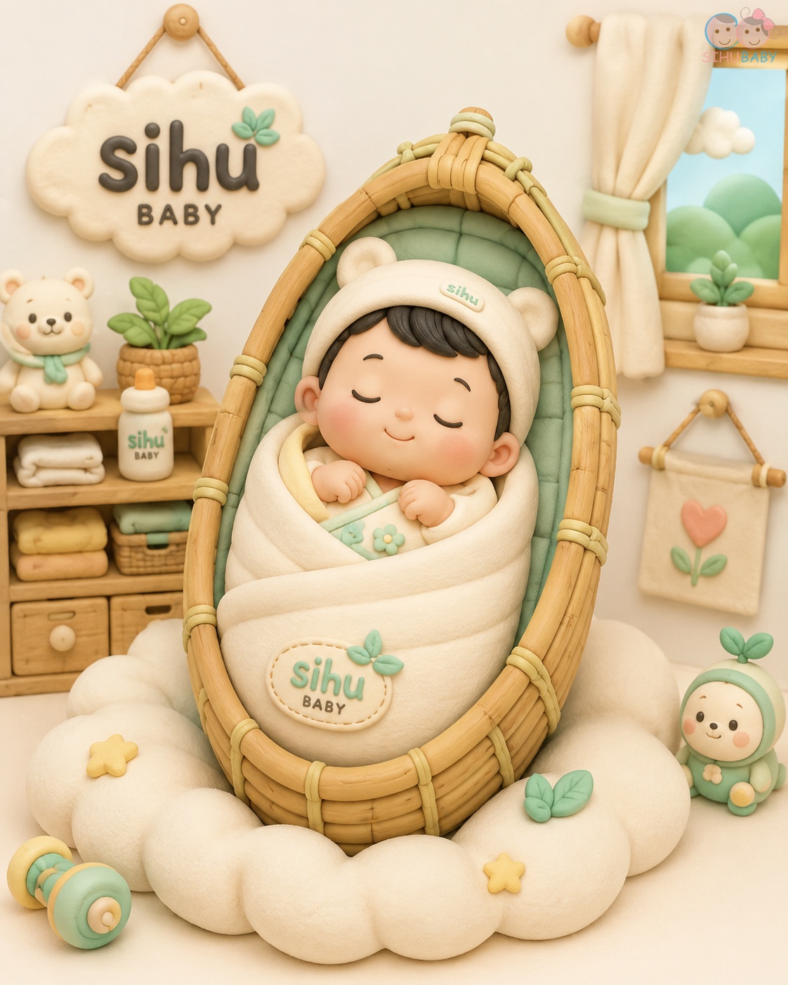 cách hạ bé xuống giường không giật mình - nhộng chũn thở được sợi tre bamboo sihu baby