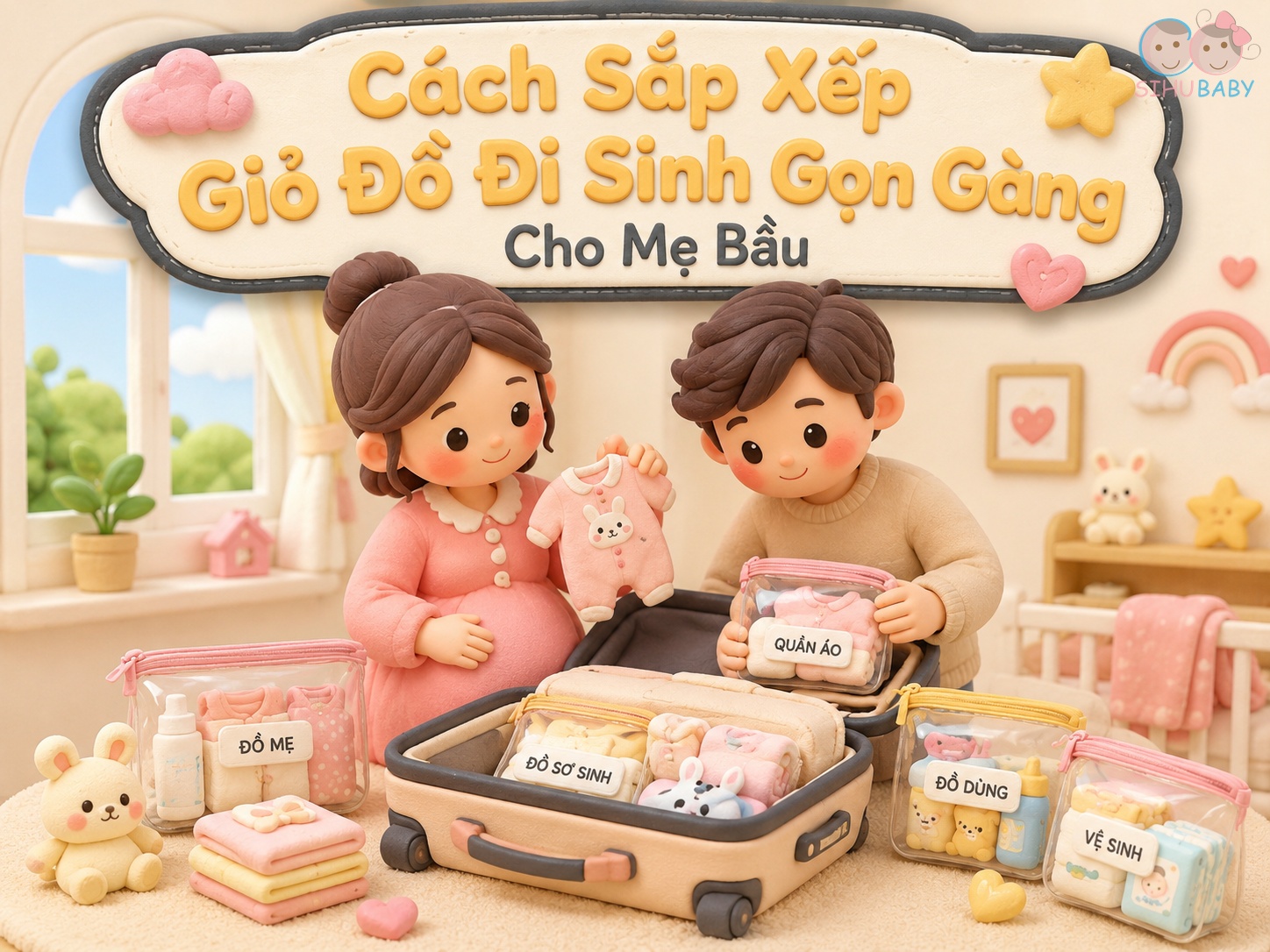 Cách Sắp Xếp Giỏ Đồ Đi Sinh Gọn Gàng Cho Mẹ Bầu (Chuẩn & Dễ Tìm)