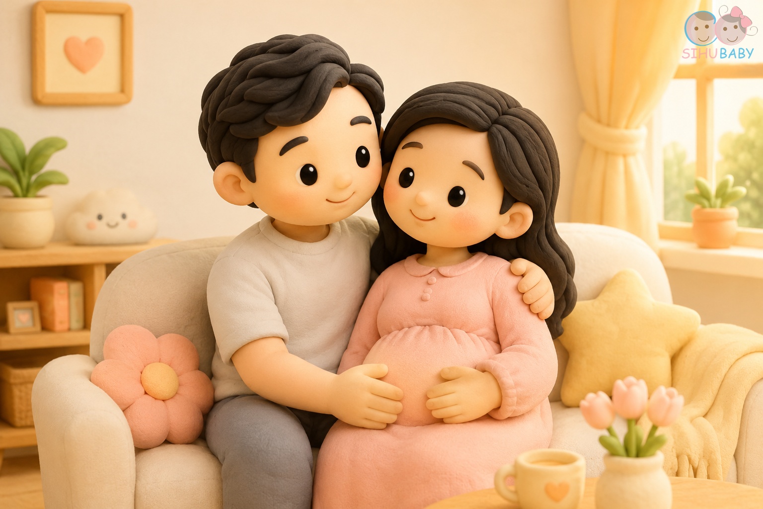 chồng chăm vợ bầu - chồng lắng nghe và ôm ấp an ủi vợ mang thai