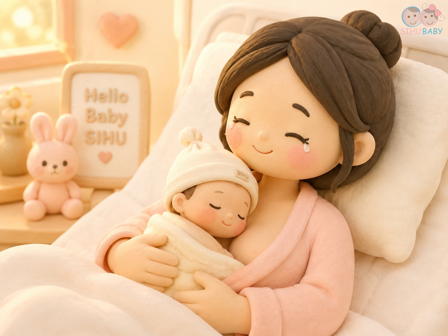 chuẩn bị tâm lý đi sinh - mẹ ôm ấp con yêu da tiếp da bình yên sau sinh