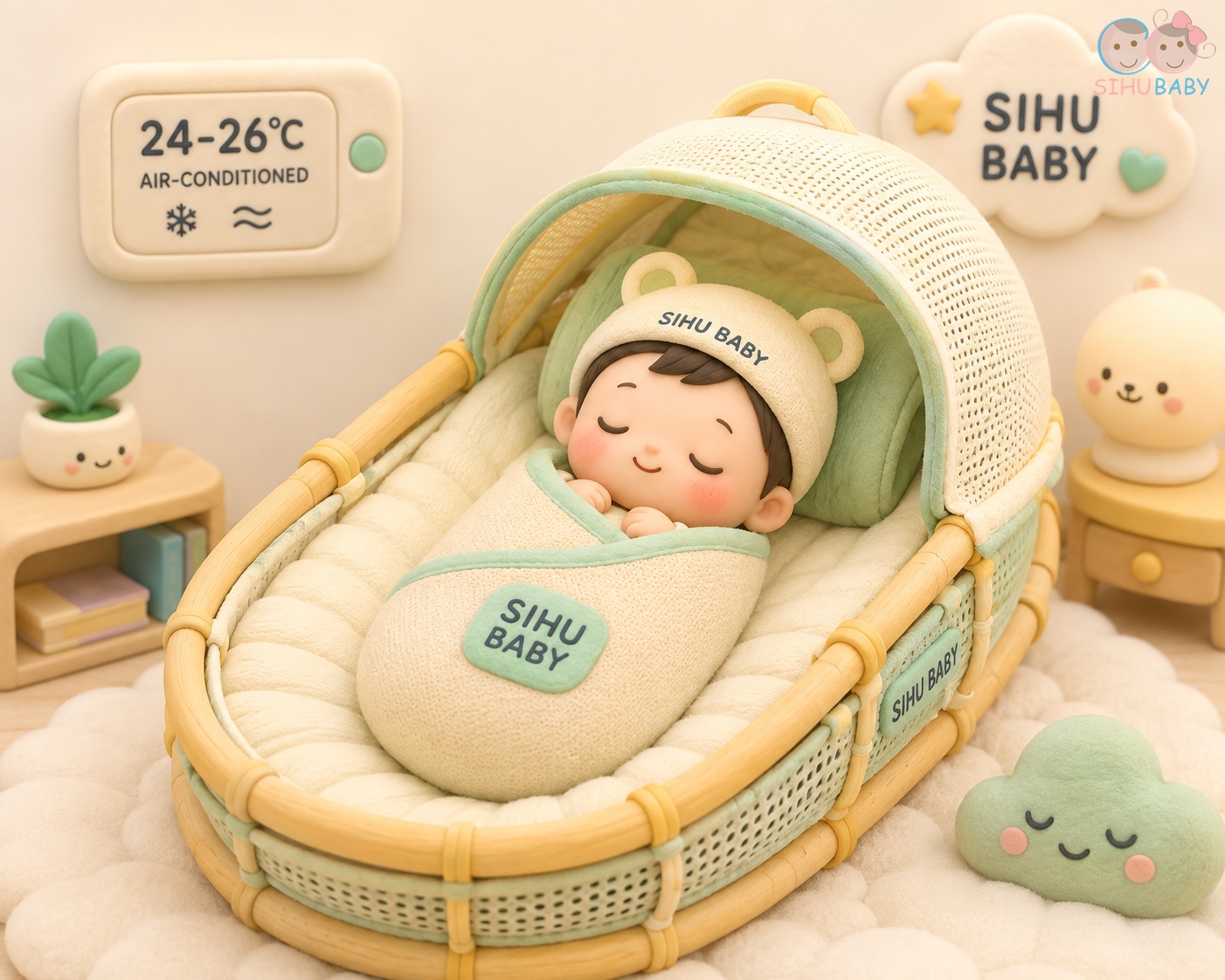 giải mã 5 tiếng khóc dunstan - bé sơ sinh ngủ ngon trong nhộng chũn sợi tre sihu baby