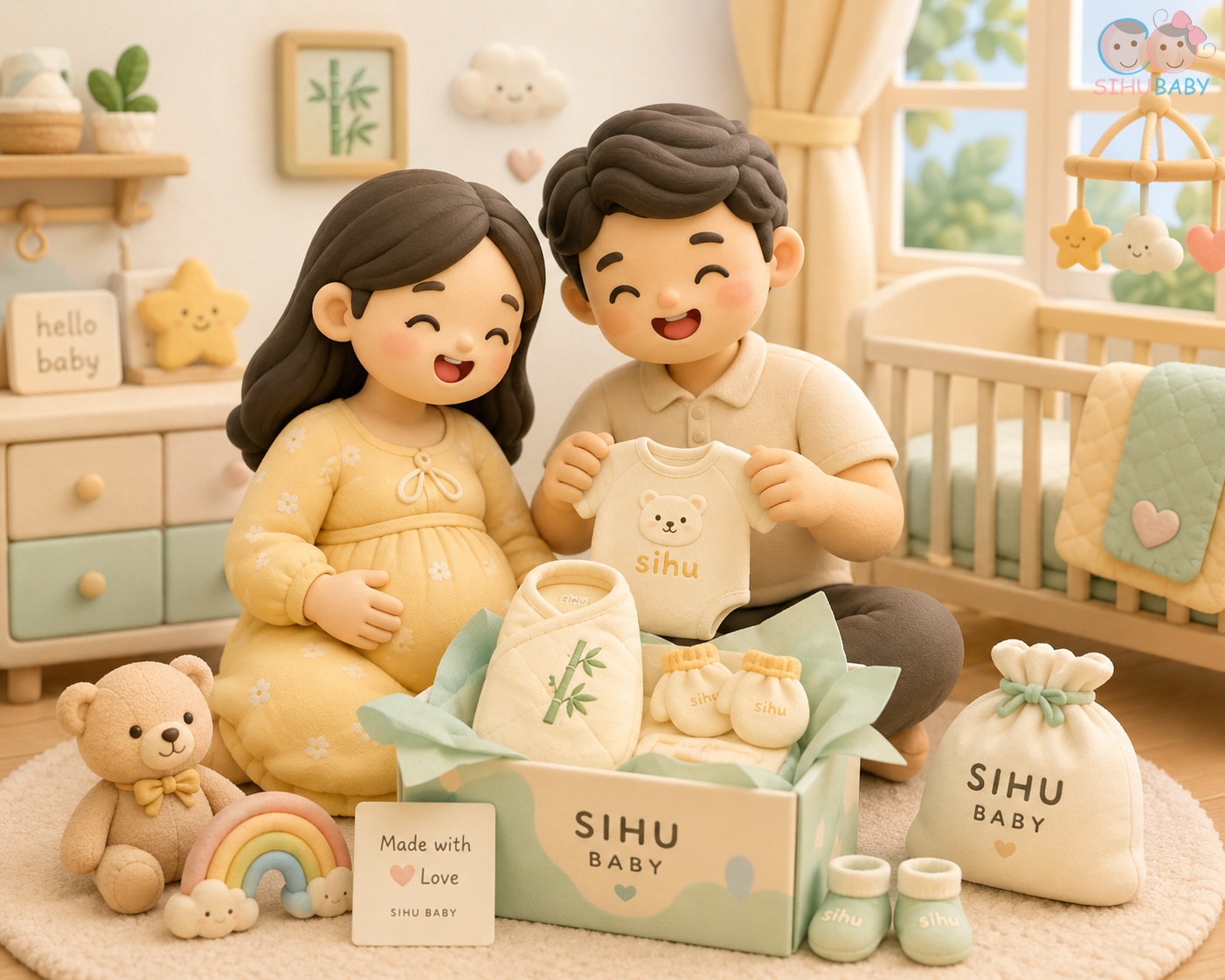 hội chứng nghén thay vợ ở ông bố - ba mẹ cùng chuẩn bị sắm đồ sơ sinh sợi tre SiHu Baby
