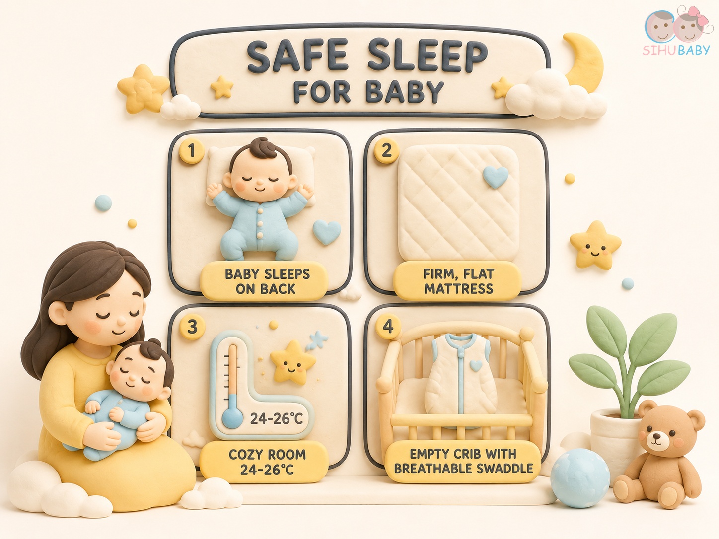 quy tắc an toàn giấc ngủ sơ sinh aap khi dùng nhộng chũn cho bé