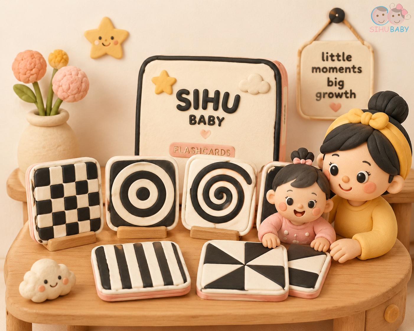 kích thích thị giác bằng thẻ đen trắng - bộ thẻ flashcard tương phản tự làm cho bé sơ sinh