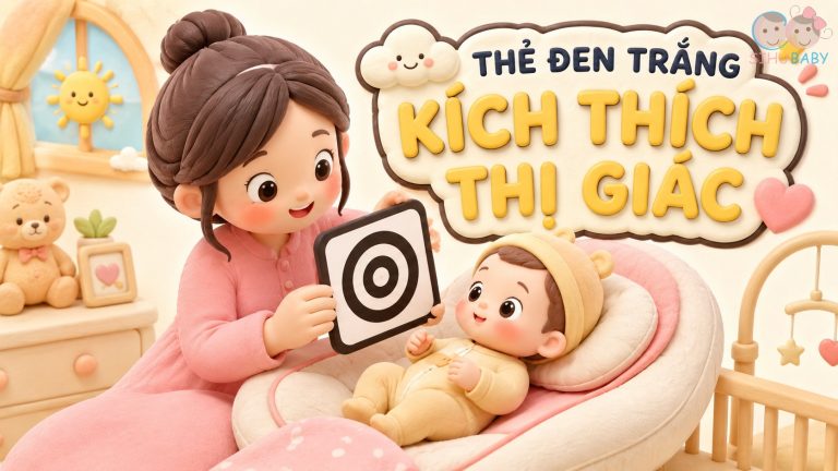 Cách Dùng Thẻ Đen Trắng Kích Thích Thị Giác Bé 0-3 Tháng