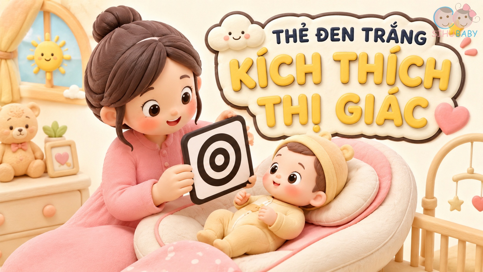 Cách Dùng Thẻ Đen Trắng Kích Thích Thị Giác Bé 0-3 Tháng