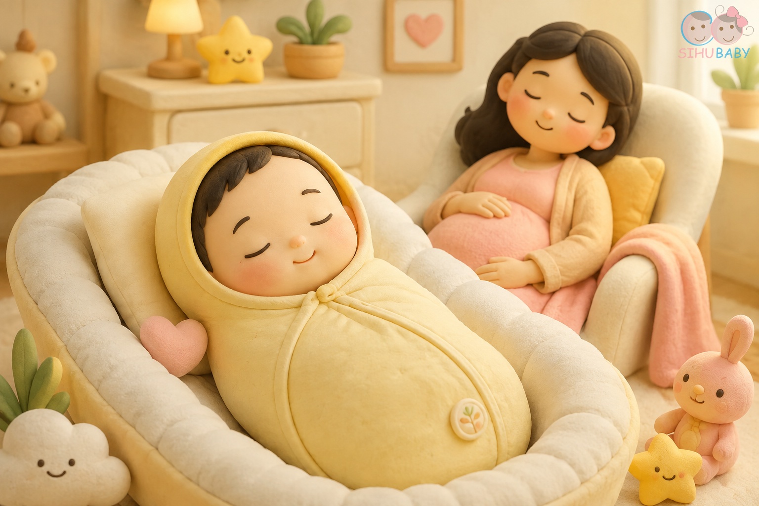 Bé sơ sinh ngủ ngoan trong nhộng chũn thở được SiHu Baby dáng quả lê