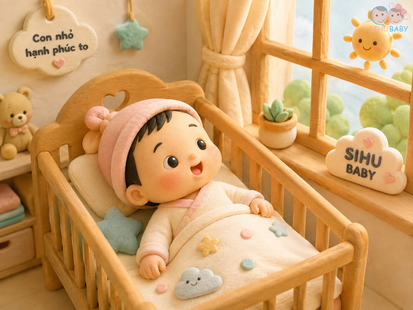 mẹo phòng ngừa bẹp đầu ở trẻ sơ sinh - đổi hướng nằm của con theo ánh sáng