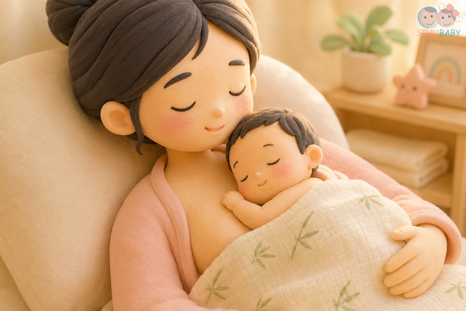 nghệ thuật ôm da tiếp da kangaroo tại nhà - bé sơ sinh nằm ngủ say sưa trên ngực mẹ
