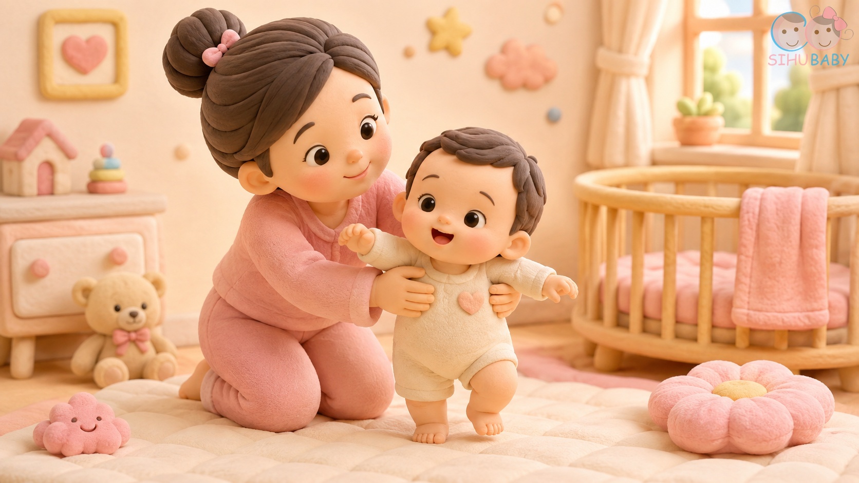 phản xạ bước đi tự động - mẹ quan sát bé sơ sinh nhấc chân bước đi tự nhiên