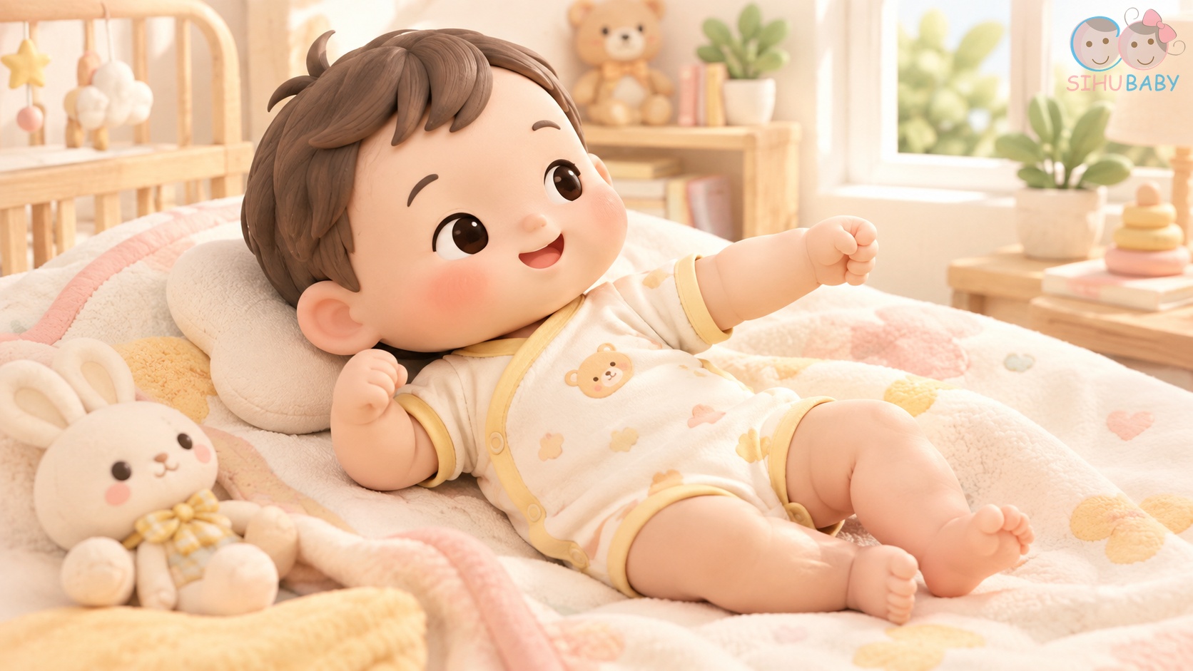 phản xạ kiếm sĩ ở trẻ sơ sinh - em bé nằm ngửa quay đầu một tay duỗi thẳng một tay co gập ngộ nghĩnh