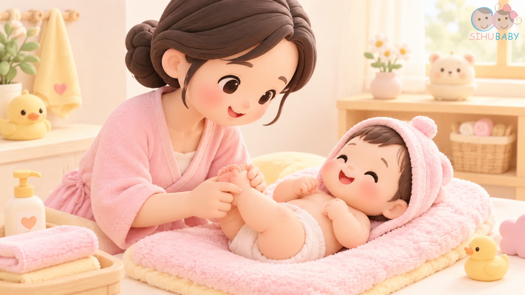 phản xạ nắm bàn chân ở trẻ sơ sinh - mẹ massage bàn chân cho bé