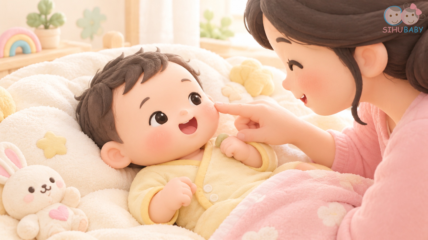 phản xạ tìm kiếm rooting reflex - Bé sơ sinh quay đầu mở miệng tìm ti khi chạm má