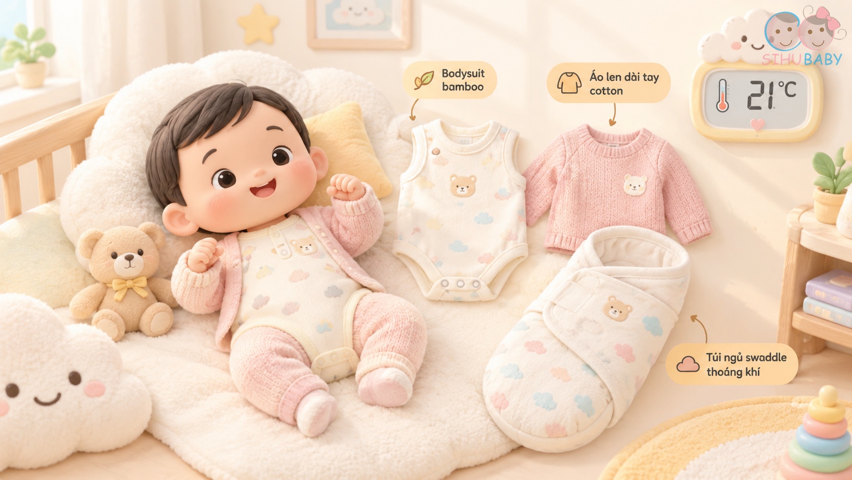cách giữ ấm cho bé mùa đông - Bảng hướng dẫn phối đồ nhiều lớp theo nhiệt độ phòng