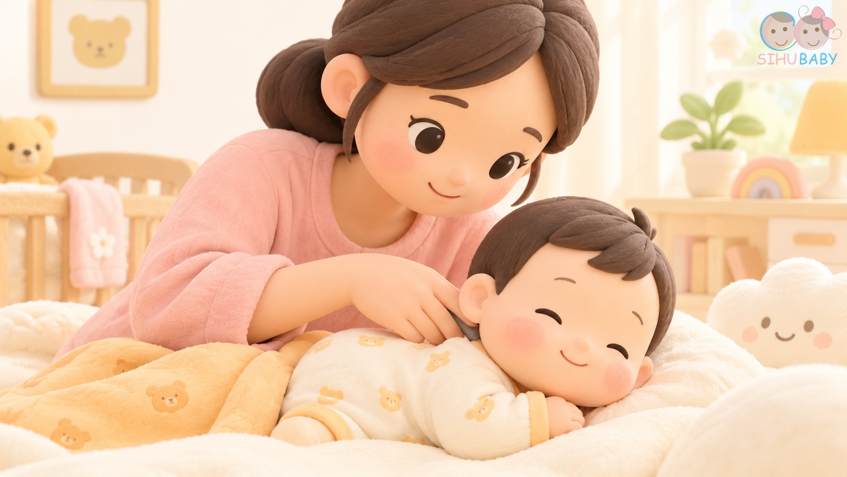 quy tắc 4 ấm 1 lạnh cho trẻ sơ sinh - Mẹ luồn 2 ngón tay kiểm tra nhiệt độ sau gáy bé