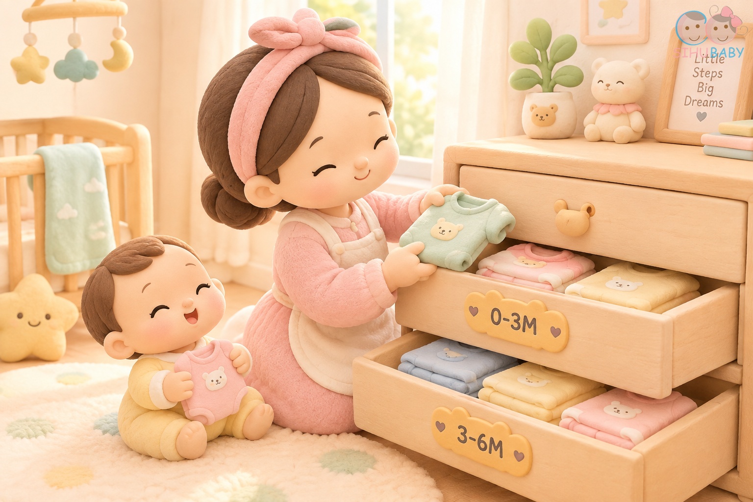 sắp xếp tủ đồ cho bé sơ sinh - Mẹ phân loại quần áo bé theo từng ngăn kéo khoa học