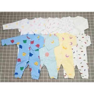 Đồ Dài Tay Dài Chân Liền Thân Cotton Hữu Cơ Mềm Mại, Thoải Mái Cho Bé Từ 3 Đến 10 Ký