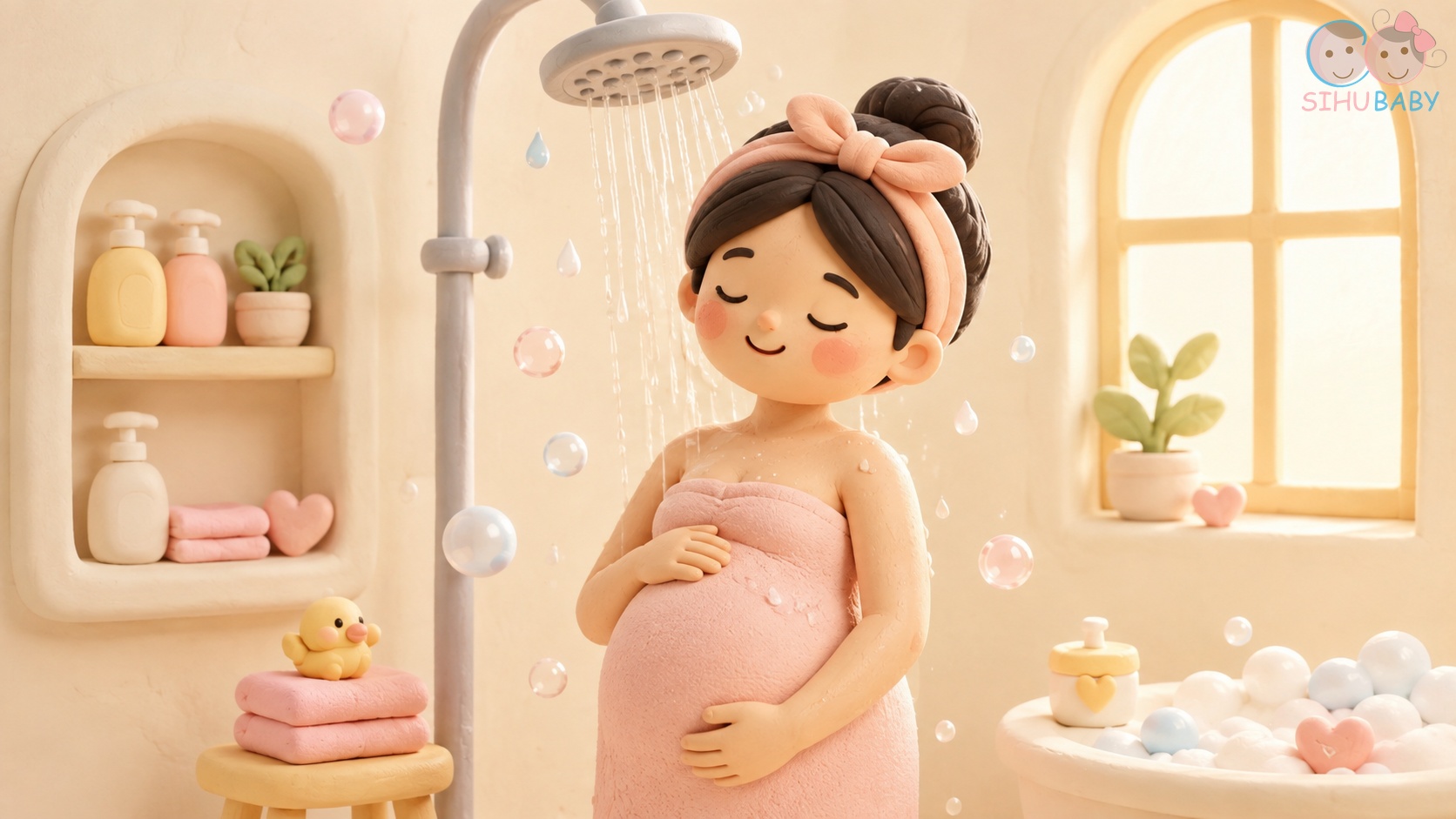 thai nhi có bị lạnh khi mẹ tắm không - Mẹ bầu thư giãn tắm và trò chuyện cùng con