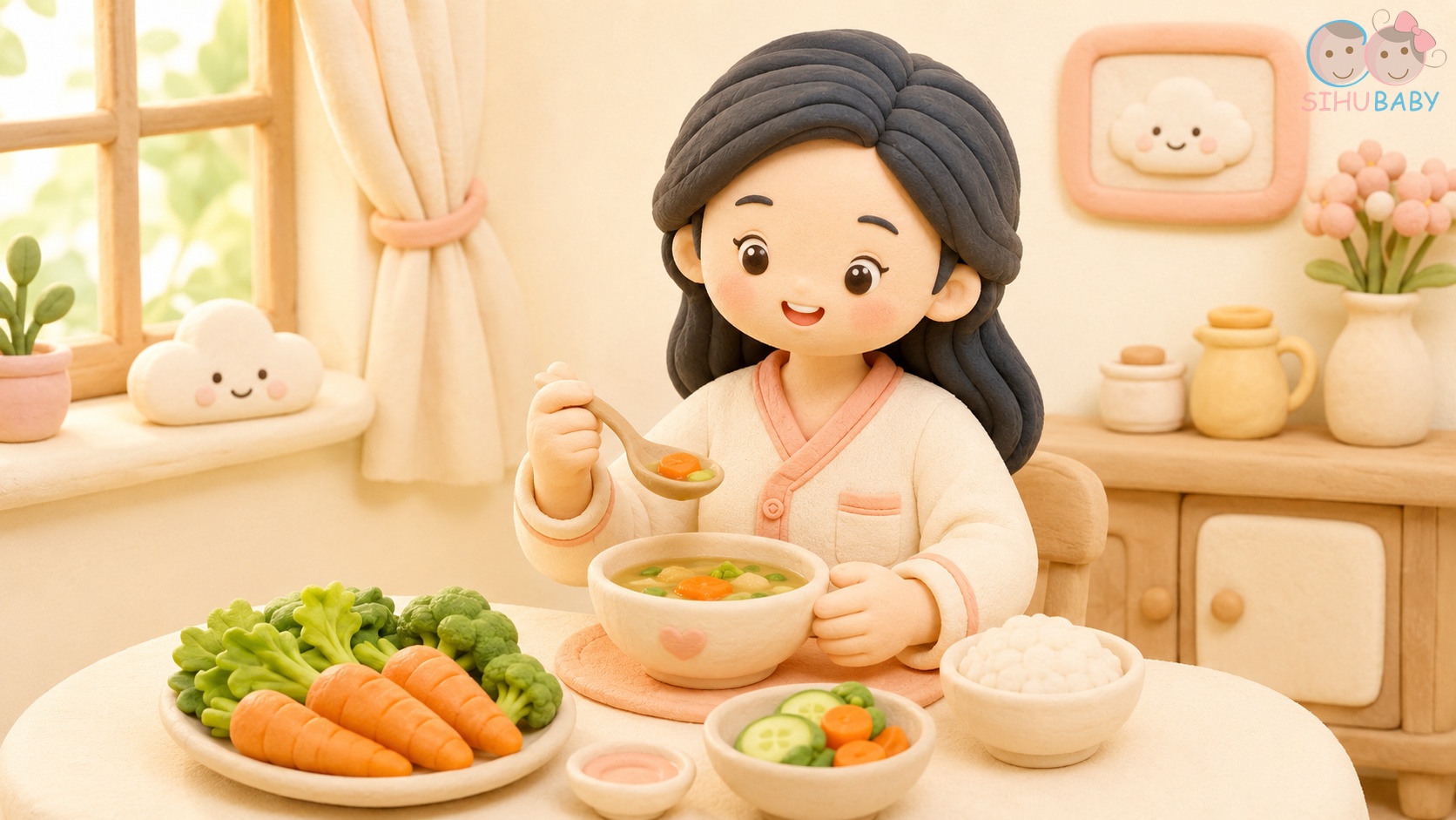 thai nhi nếm vị thức ăn nước ối - mẹ bầu ăn uống thoải mái cùng đồ mặc nhà sợi tre SiHu Baby