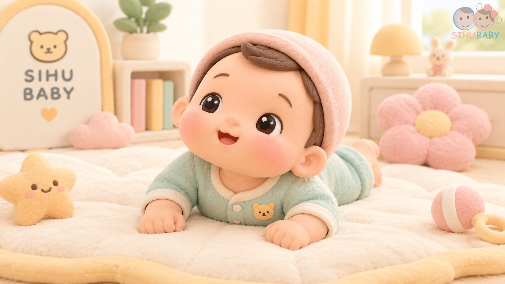 trẻ 3 tháng biết làm gì - bé nằm sấp nâng cao đầu ngực tập lẫy