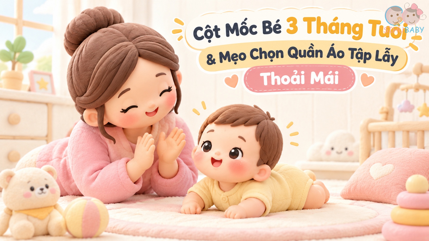 Cột Mốc Phát Triển Của Bé 3 Tháng Tuổi & Cách Chọn Quần Áo Thoải Mái Cho Bé Tập Lẫy