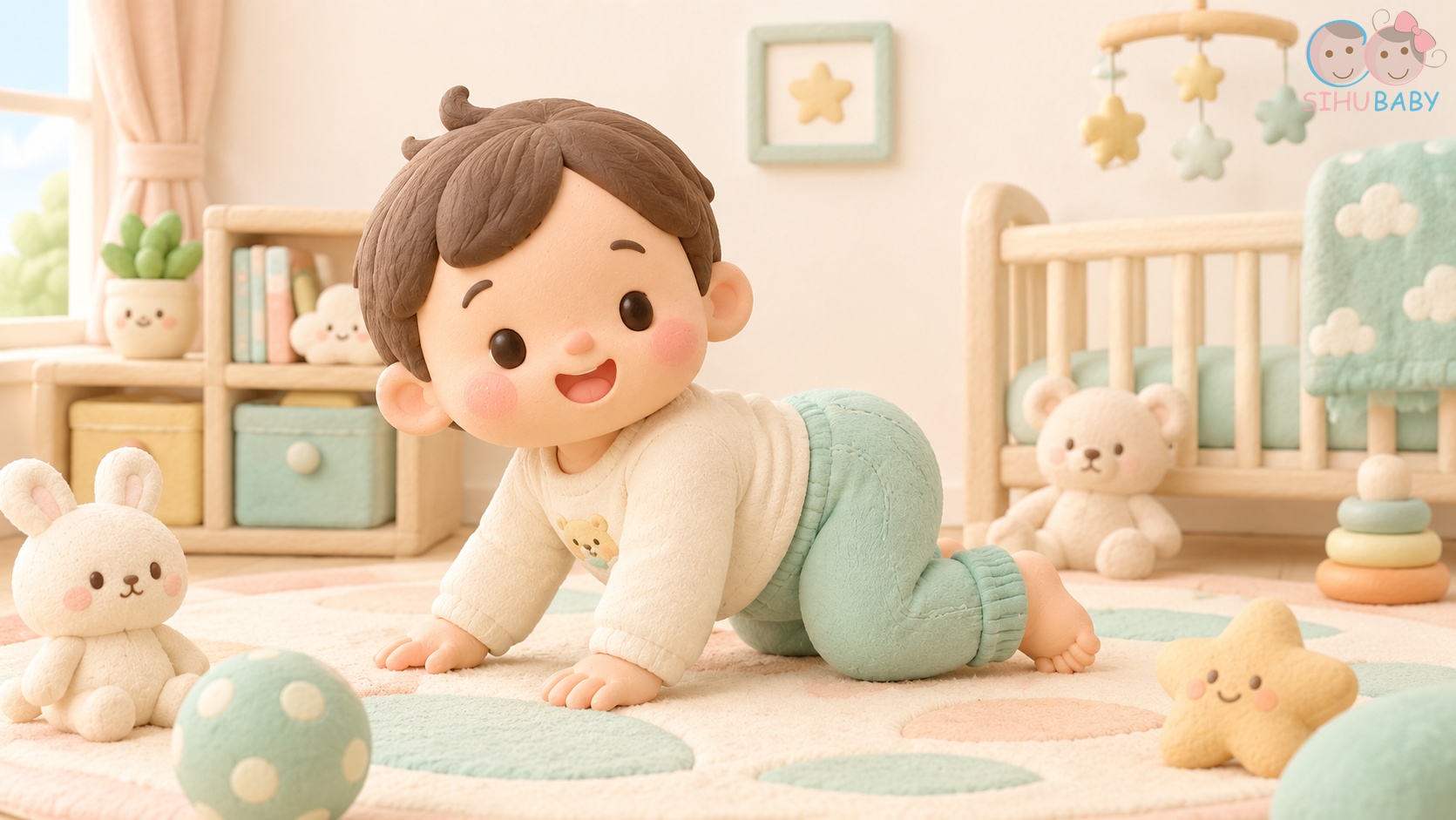 quần áo cho bé 9 tháng tập bò tập đứng - bộ quần dài bo gấu vải sợi tre êm ái