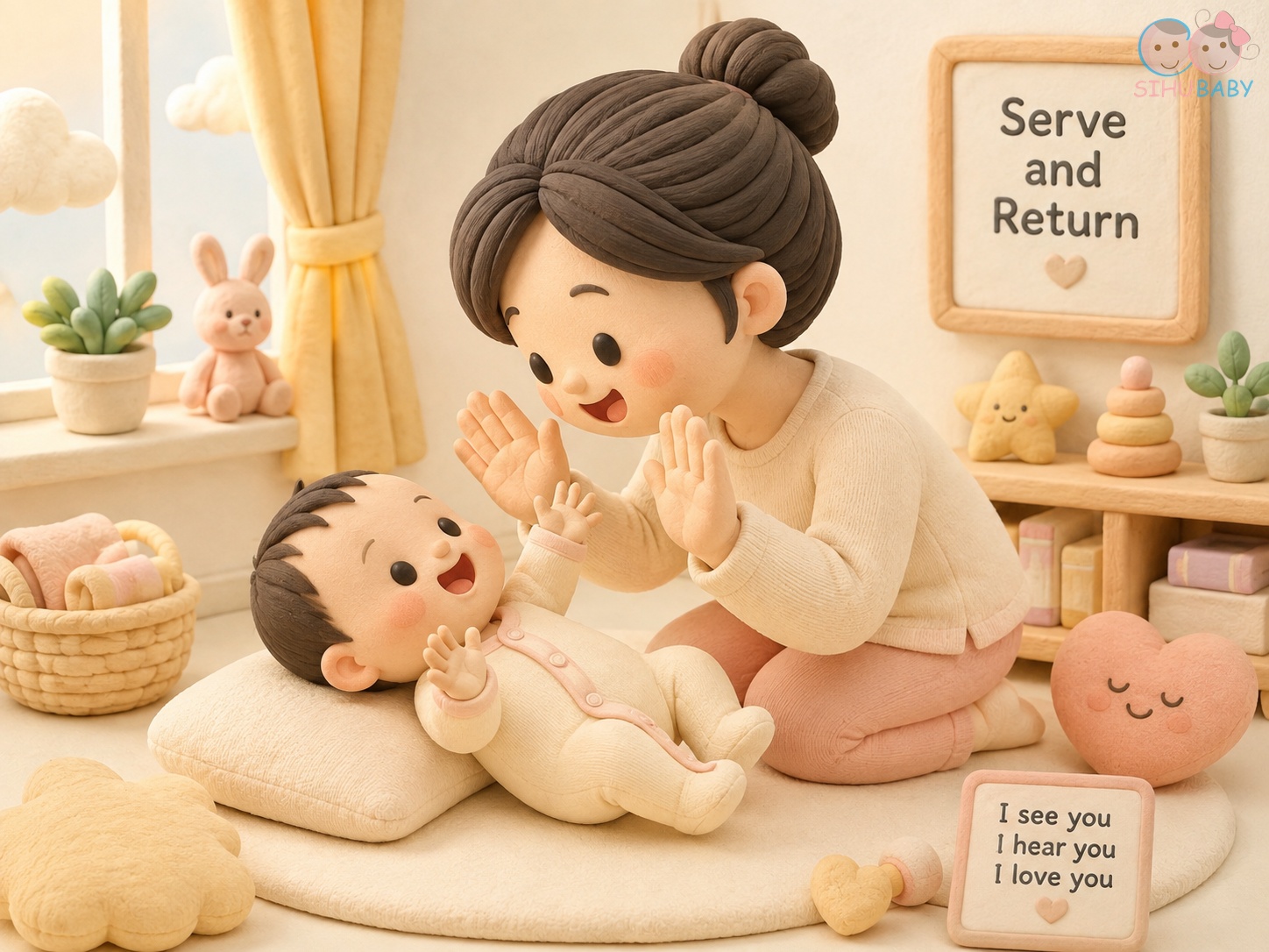 trẻ sơ sinh bắt chước nét mặt - Tương tác luân phiên Serve and Return cùng SiHu Baby