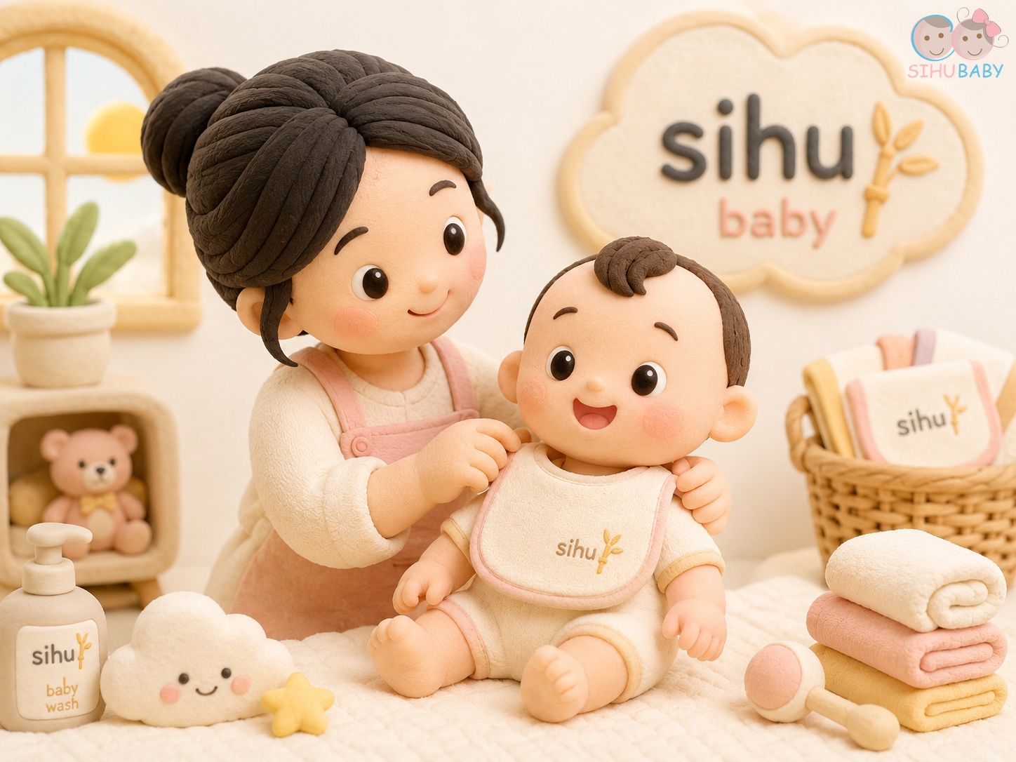 vì sao trẻ sơ sinh hay thè lưỡi - set yếm dãi sợi tre cho bé