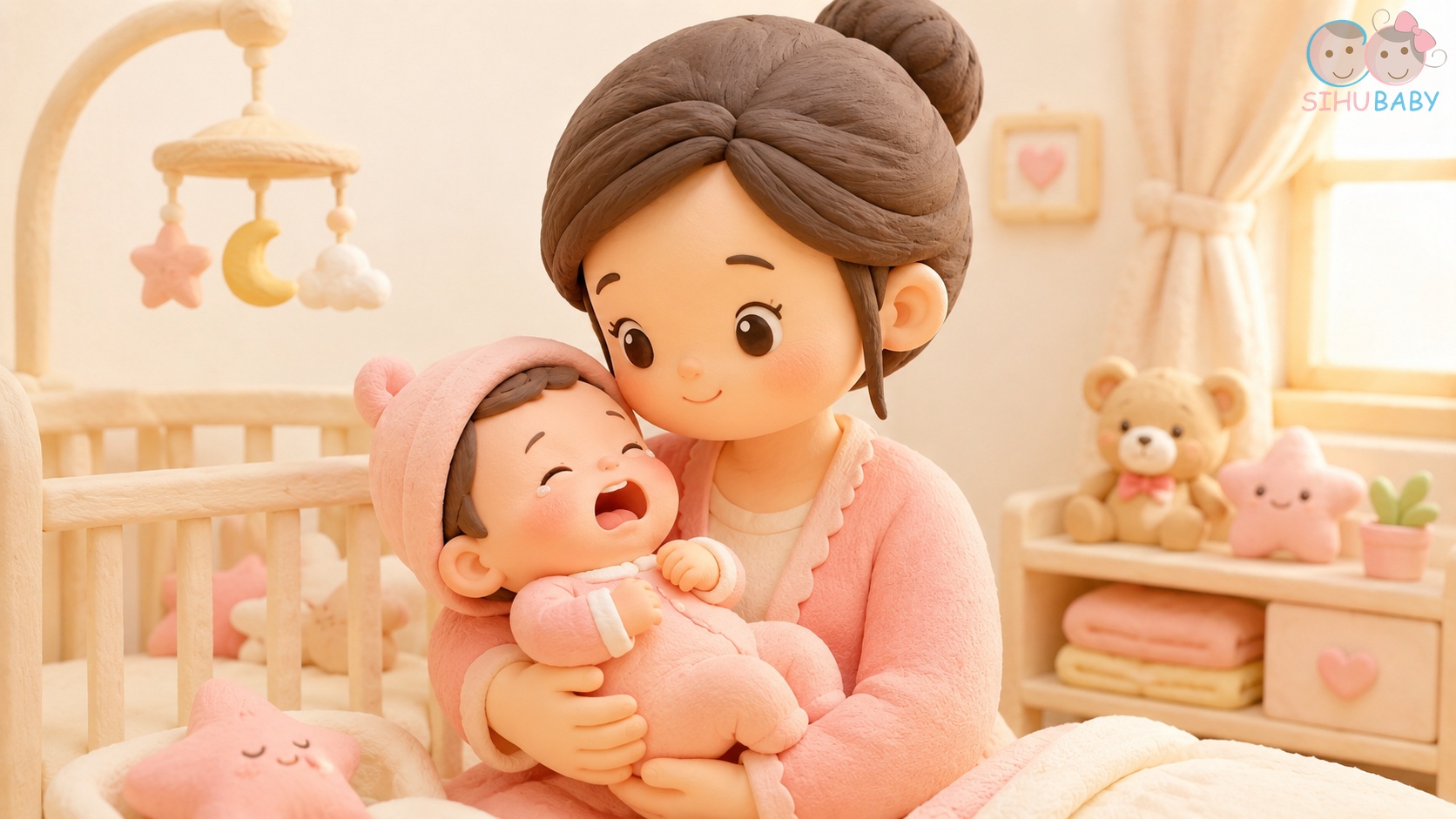 vì sao trẻ sơ sinh khóc không có nước mắt - em bé sơ sinh khóc trong vòng tay mẹ