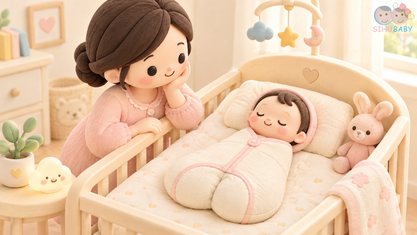 trẻ sơ sinh ngủ chân chữ m - Nhộng chũn thở được SiHu Baby thiết kế đáy quả lê rộng hông