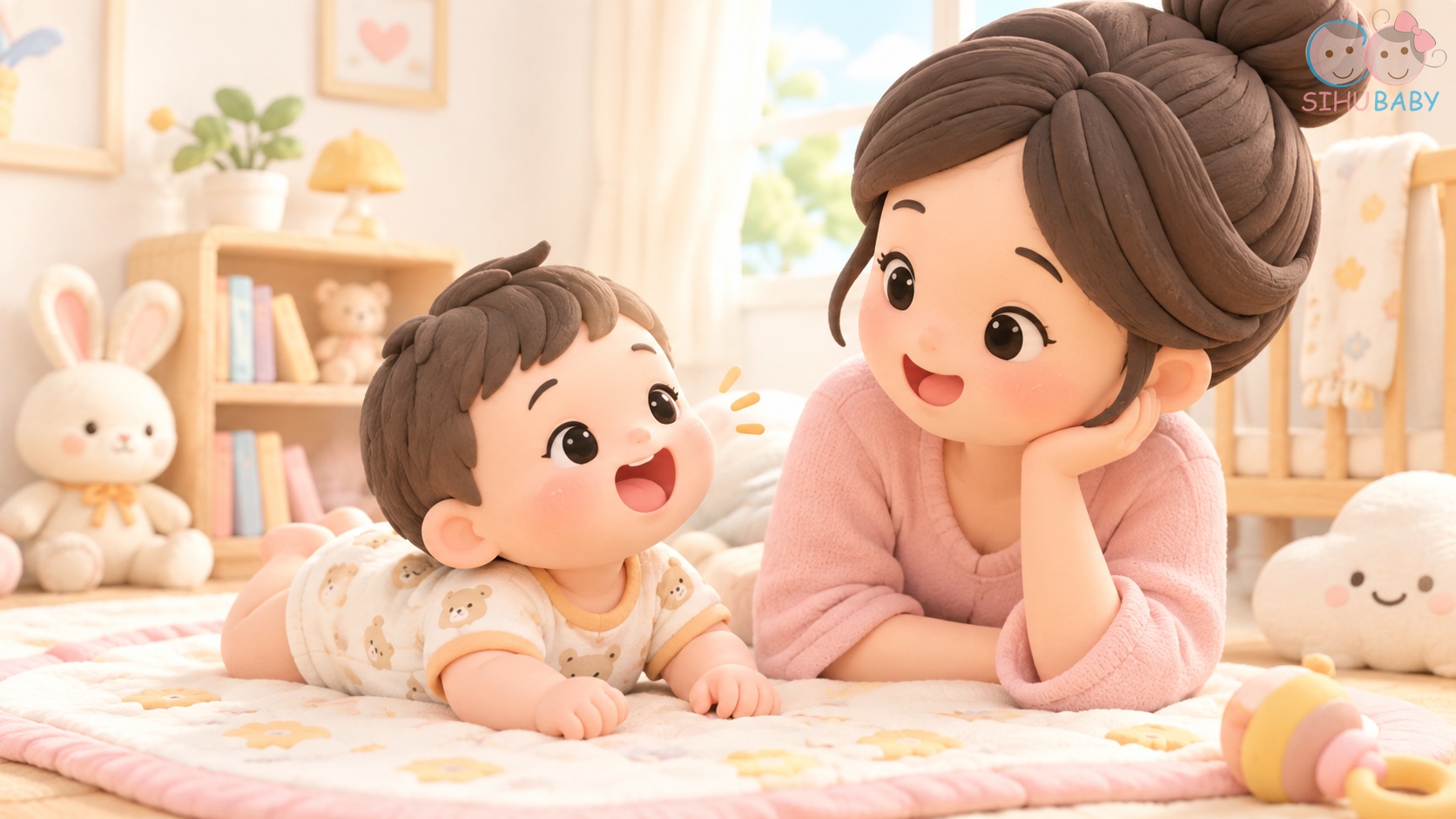 bé 4 đến 6 tháng tuổi tập nói - thanh quản hạ thấp giúp con phát âm bập bẹ