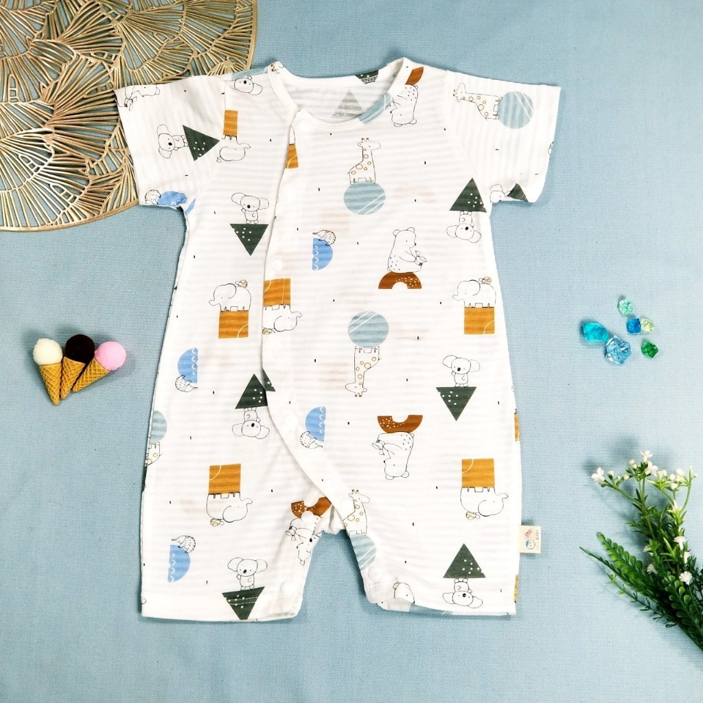 Đồ Liền Thân Đùi Cộc Cotton Giấy Cho Bé 3 -10 Kg
