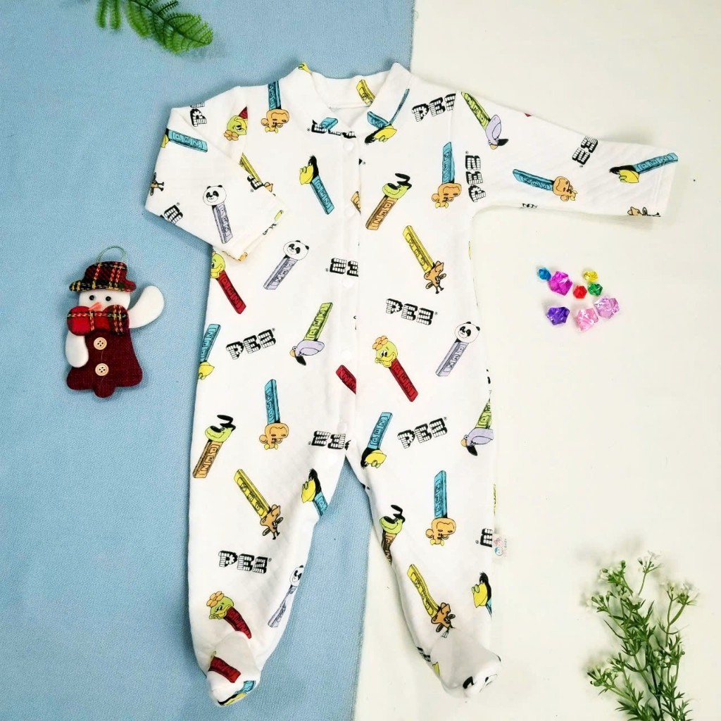 Đồ liền thân dài cả chân vải trần bông cho trẻ sơ sinh, bé trai bé gái 3 đến 10 ký - Ảnh 6