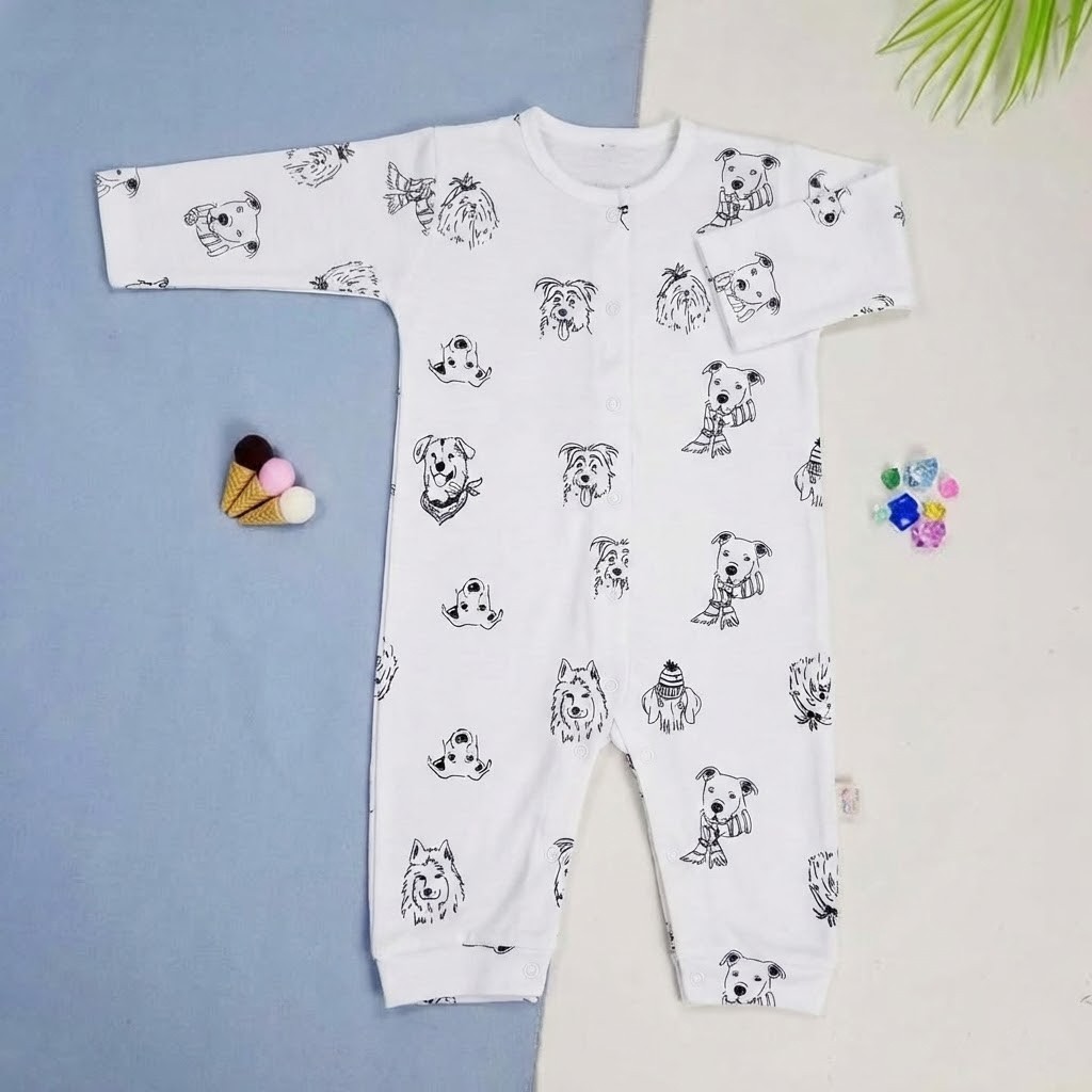 Đồ Dài Tay Dài Chân Liền Thân Cotton Tre Mềm Mại, Thoải Mái Cho Bé Từ 3 Đến 10 Ký - Ảnh 5